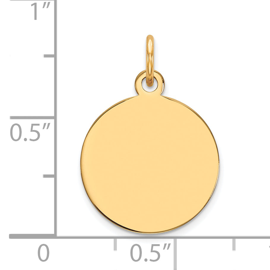 14k Plain .027 Gauge Round Engravable 15mm Disc Charm