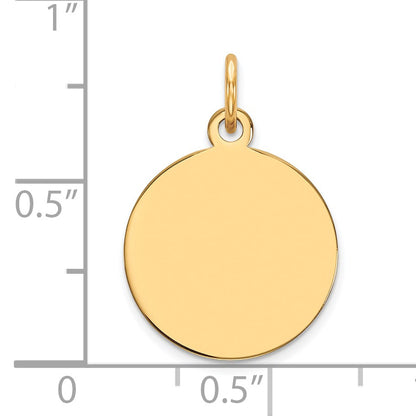 14k Plain .009 Gauge Round Engravable 15mm Disc Charm