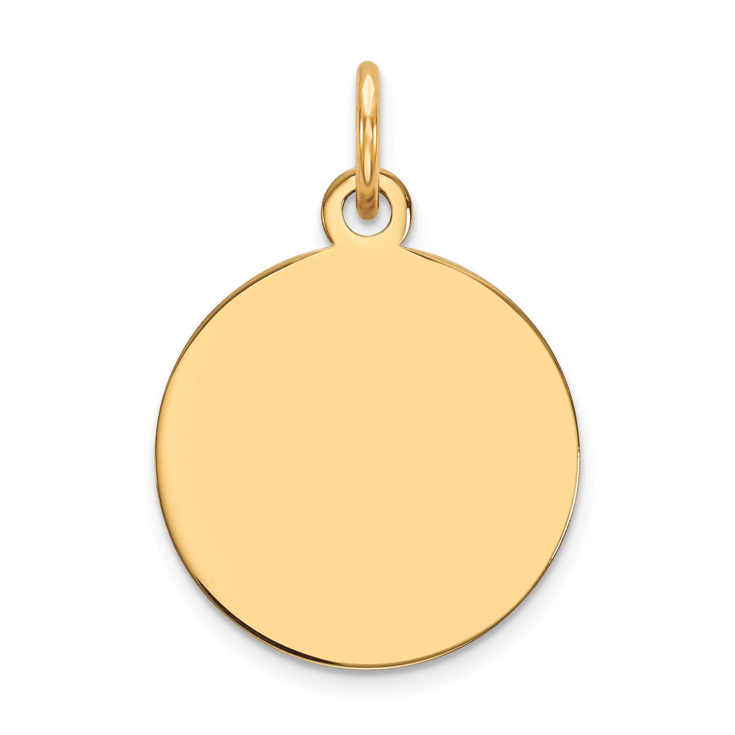 14k Plain .011 Gauge Round Engravable 15mm Disc Charm