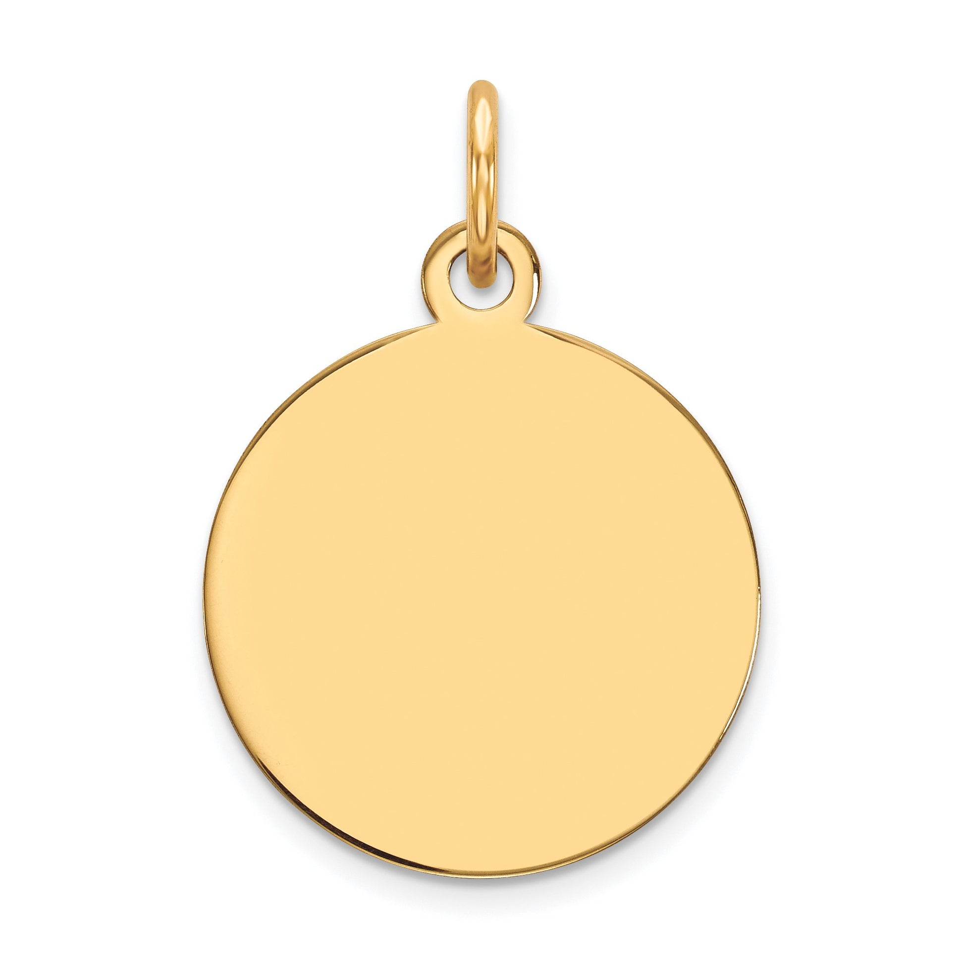 14k Plain .011 Gauge Round Engravable 15mm Disc Charm