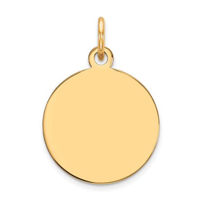 14k Plain .009 Gauge Round Engravable 15mm Disc Charm
