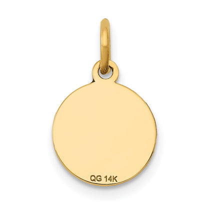 14k with Black Enamel Edge .027 Gauge Round Engravable 10mm Disc Charm