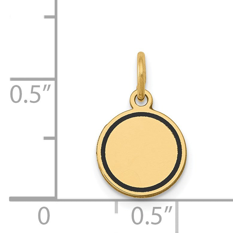 14k with Black Enamel Edge .027 Gauge Round Engravable 10mm Disc Charm