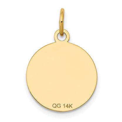 14k with Black Enamel Edge .027 Gauge Round Engravable 15mm Disc Charm