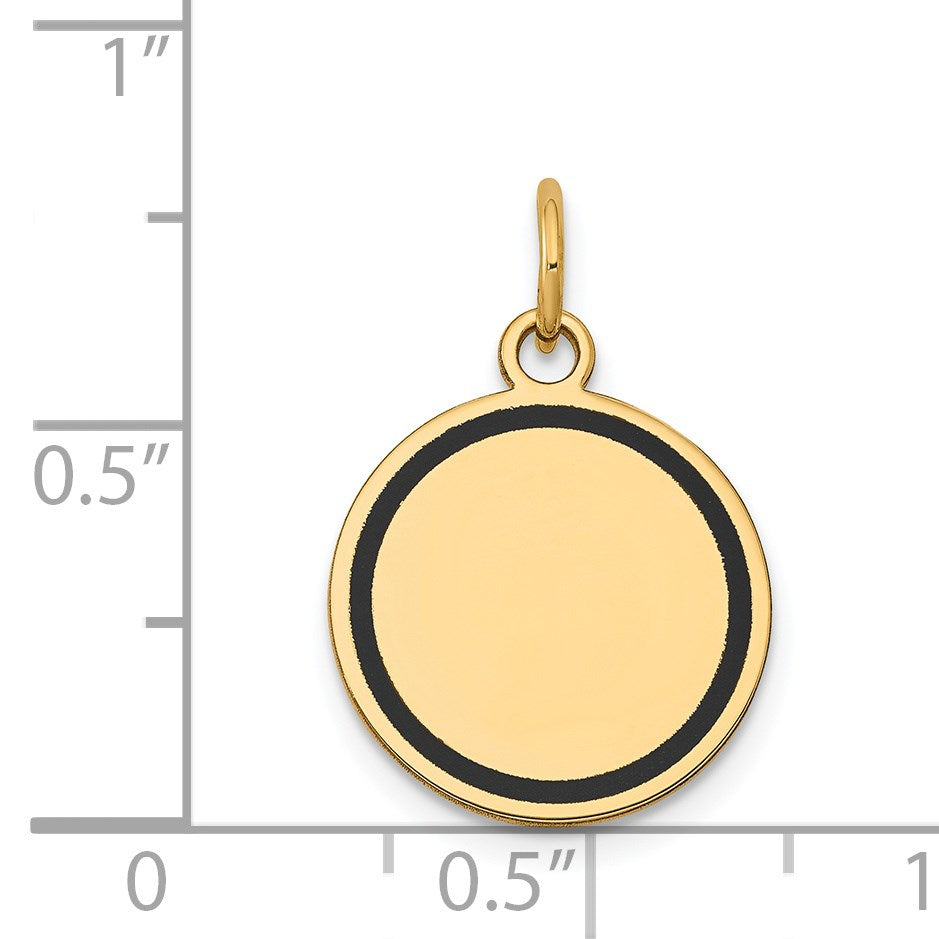 14k with Black Enamel Edge .027 Gauge Round Engravable 15mm Disc Charm