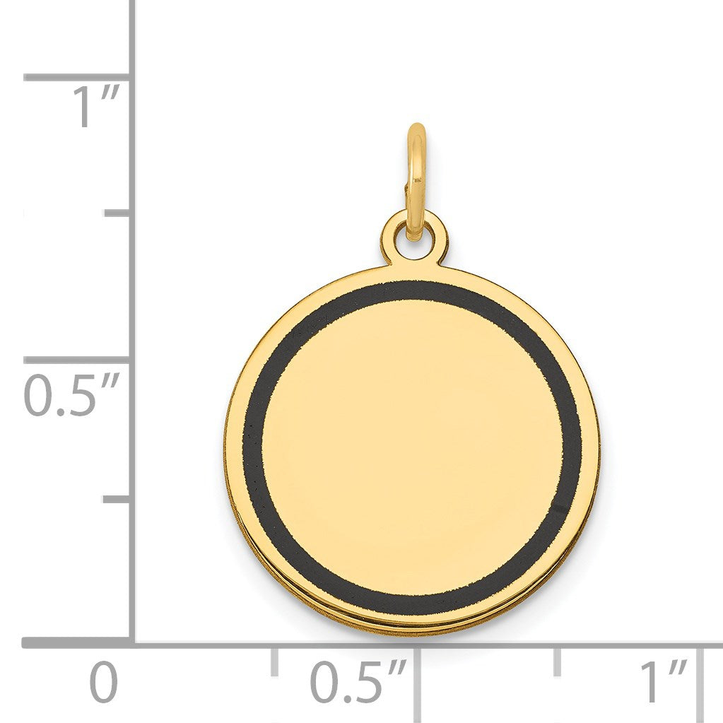 14k with Black Enamel Edge .027 Gauge Round Engravable 17mm Disc Charm