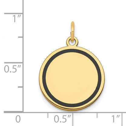 14k with Black Enamel Edge .027 Gauge Round Engravable 17mm Disc Charm