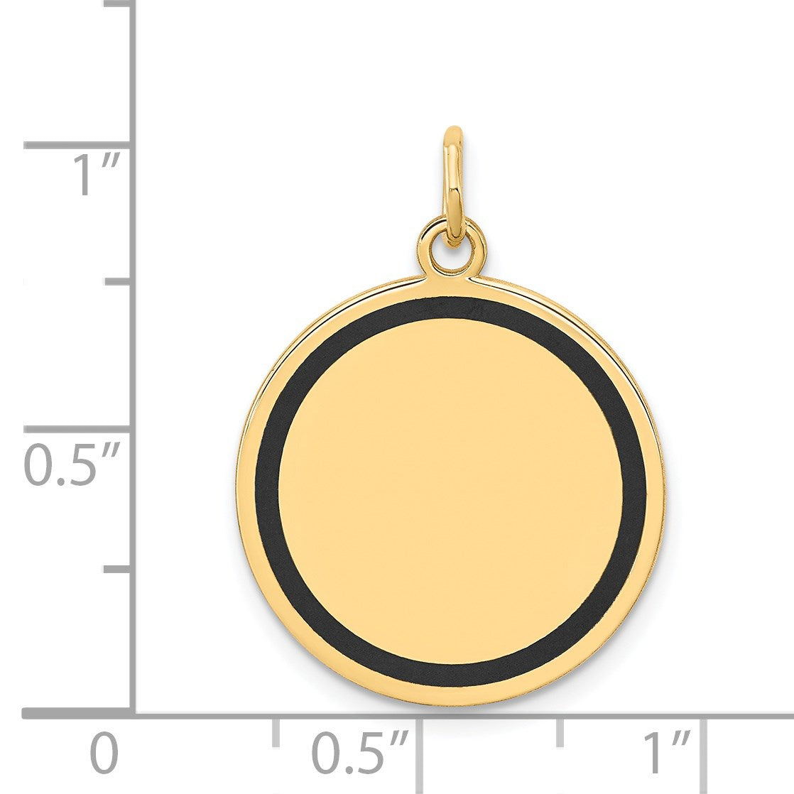 14k with Black Enamel Edge .027 Gauge Round Engravable 19mm Disc Charm