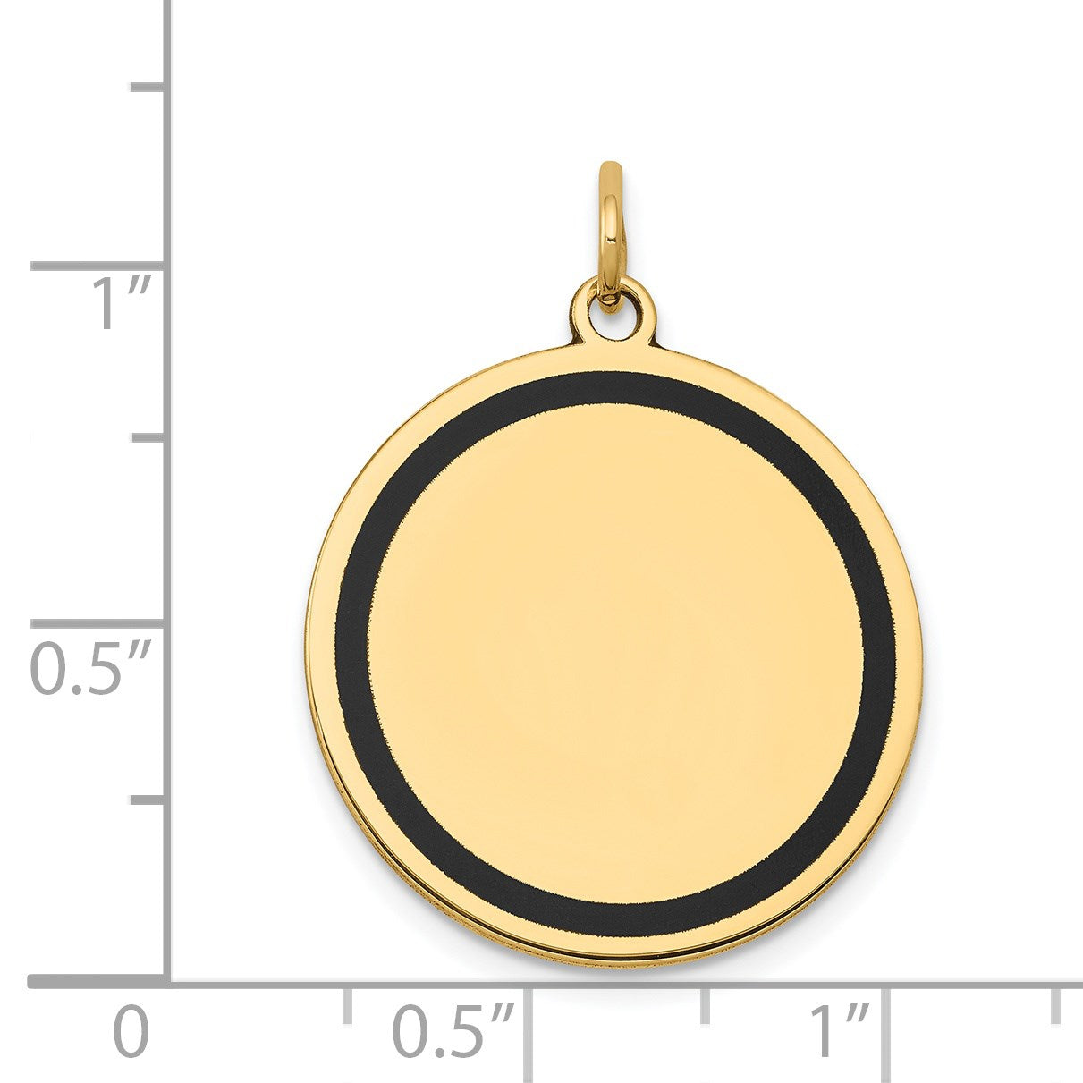 14k with Black Enamel Edge .027 Gauge Round Engravable 23mm Disc Charm