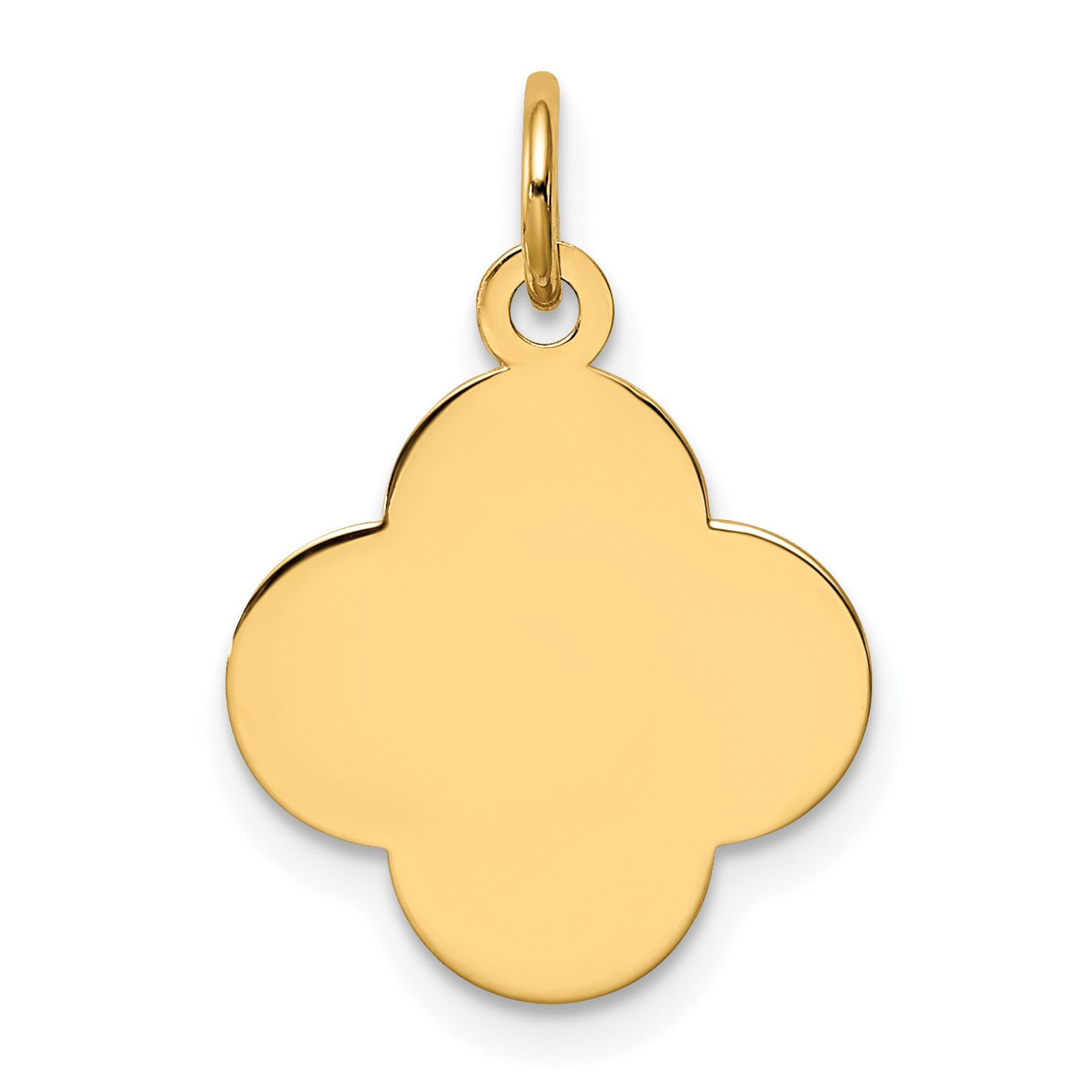 14k Plain .018 Gauge Engravable Quatrefoil 17x15mm Disc Charm
