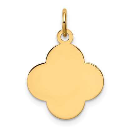 14k Plain .018 Gauge Engravable Quatrefoil 17x15mm Disc Charm