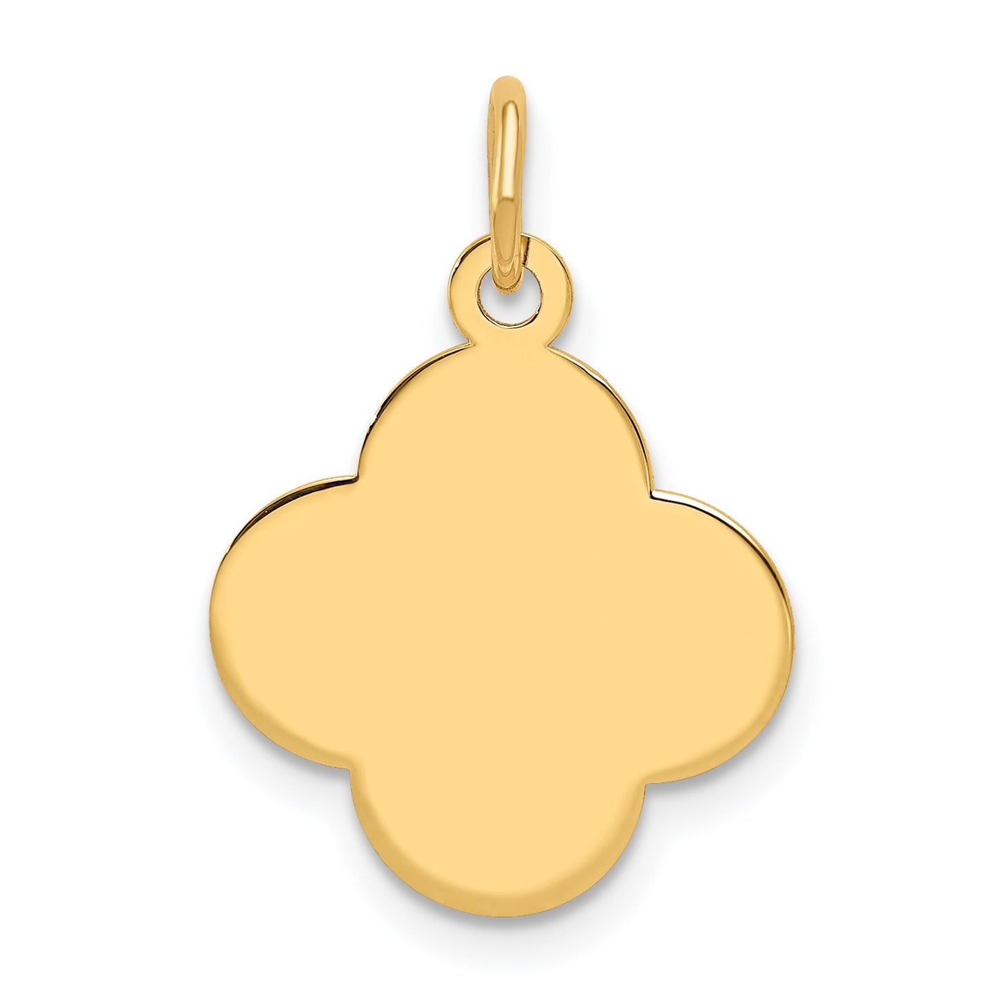 14k Plain .018 Gauge Engravable Quatrefoil 17x15mm Disc Charm