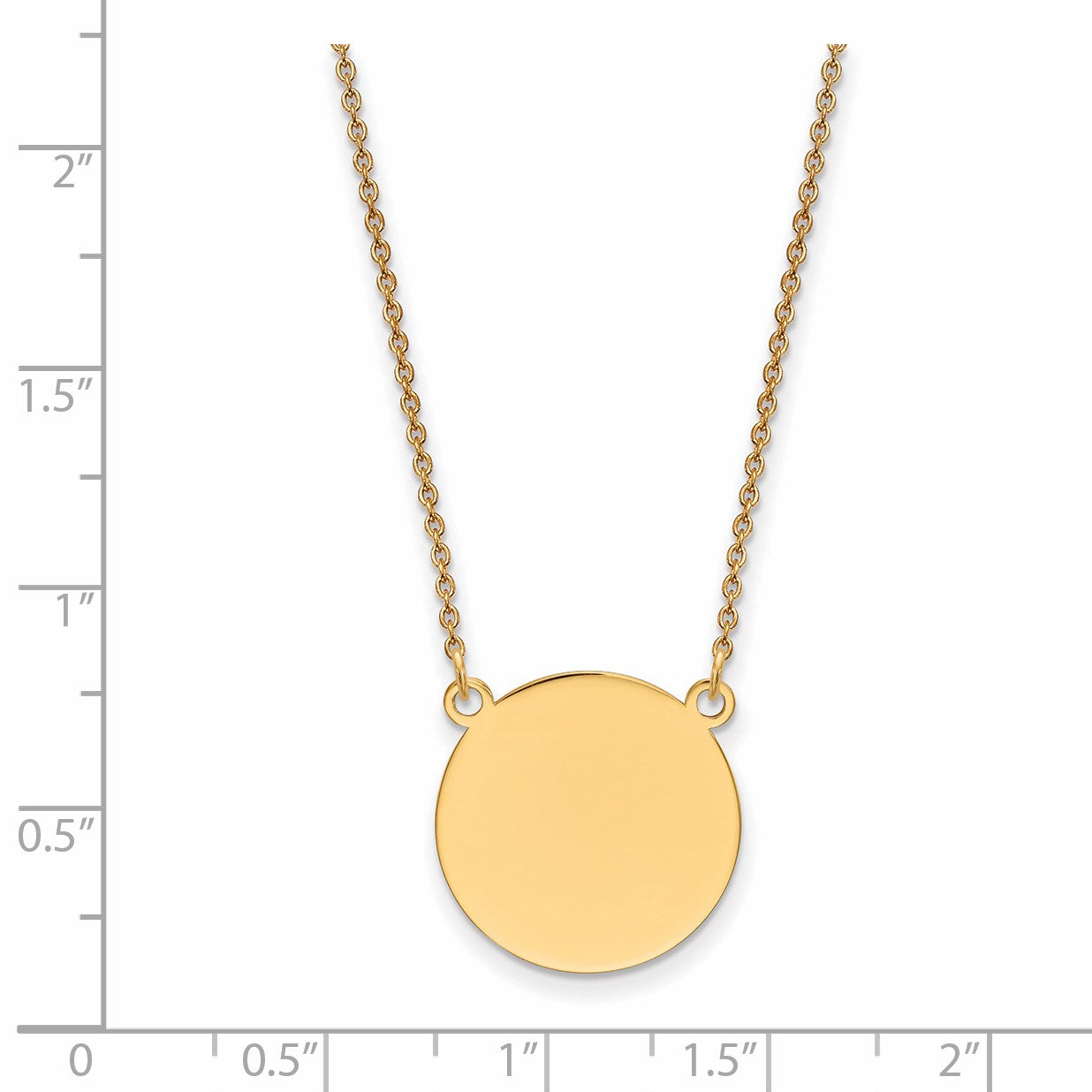 14k Plain .027 Gauge Round Engravable 17x17mm Disc 18 inch Necklace