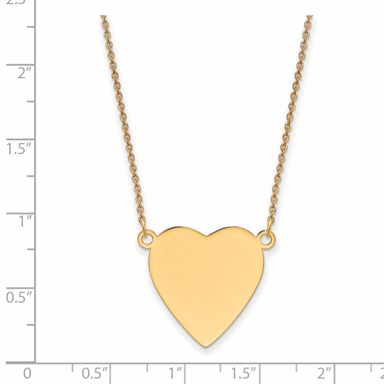 14k Plain .018 Gauge Heart Engravable 21x23mm Disc 18 inch Necklace