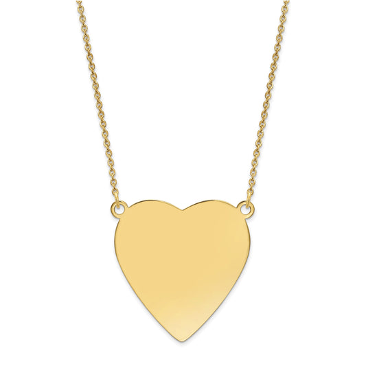 14k Plain .018 Gauge Heart Engravable 27x27mm Disc 18 inch Necklace