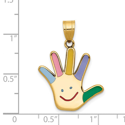 14k Enameled Autism with Happy Face Handprint Pendant