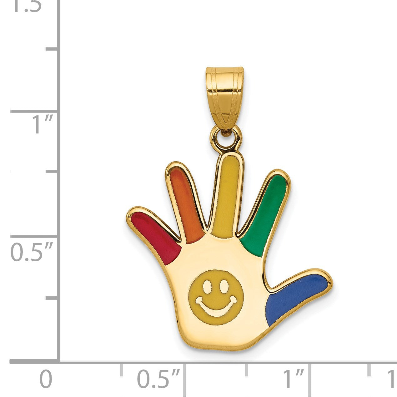 14k Enameled Autism with Smiley Face Handprint Pendant