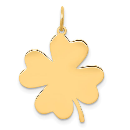 14k Plain .018 Gauge Engravable Clover 23x19mm Disc Charm