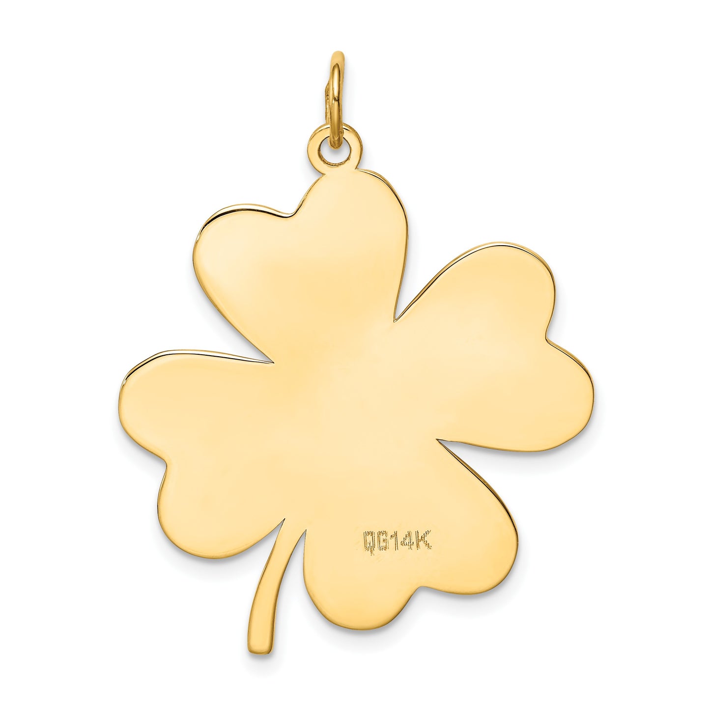 14k Plain .018 Gauge Engravable Clover 32x27mm Disc Charm
