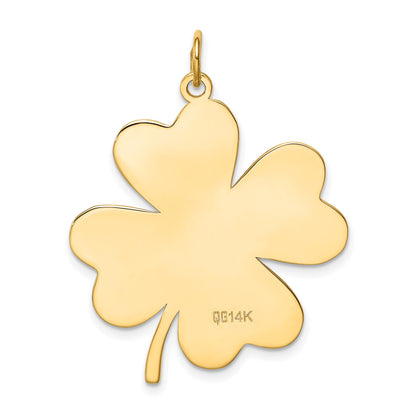 14k Plain .018 Gauge Engravable Clover 32x27mm Disc Charm