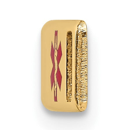 14k Polished 24x5mm Off-Center Red Epoxy Enameled Medical ID Plate # 816
