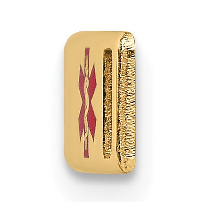 14k Polished 24x5mm Off-Center Red Epoxy Enameled Medical ID Plate # 816