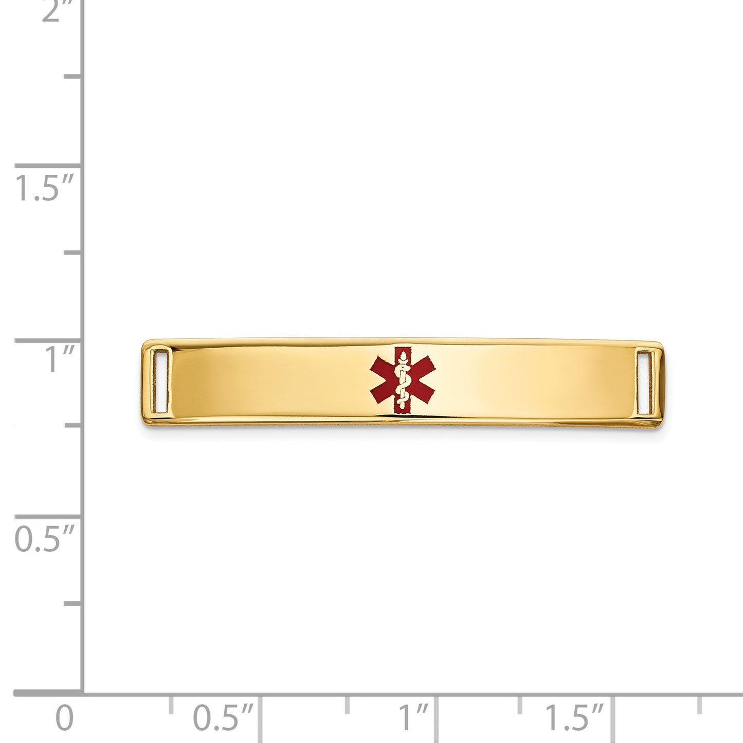 14K 35x6mm Centered Red Epoxy Enameled Medical ID Plate # 817