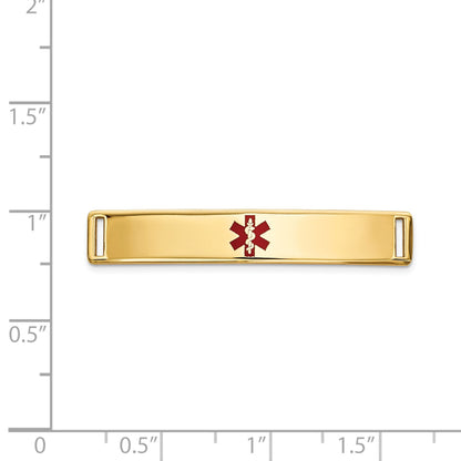 14K 35x6mm Centered Red Epoxy Enameled Medical ID Plate # 817
