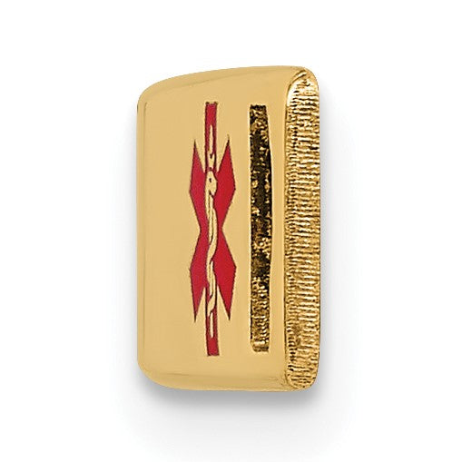 14K 34x6mm Off-Center Red Epoxy Enameled Medical ID Plate # 817