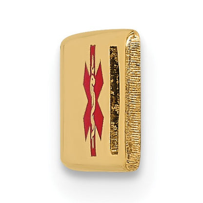 14K 34x6mm Off-Center Red Epoxy Enameled Medical ID Plate # 817