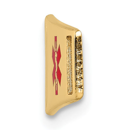 14K 36x9mm Off-Center Red Epoxy Enameled Soft Diamond Shape Medical ID Plate # 818