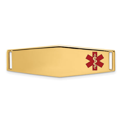 14K 39x13mm Off-Center Red Epoxy Enameled Soft Diamond Shape Medical ID Plate # 820