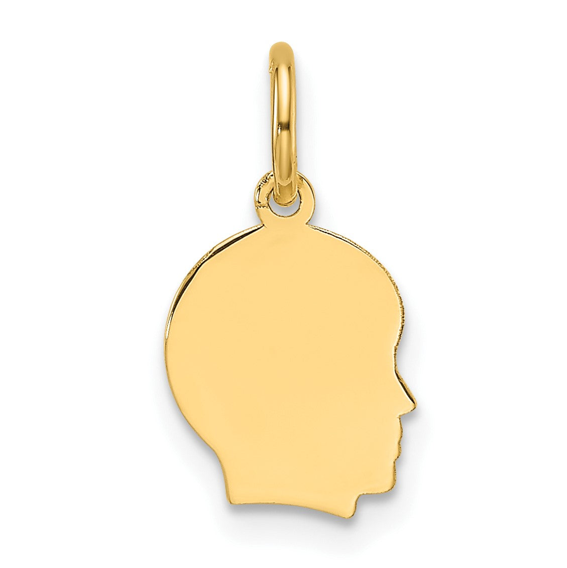 14k Plain Small .009 Gauge Facing Right Engravable Boy Head Charm