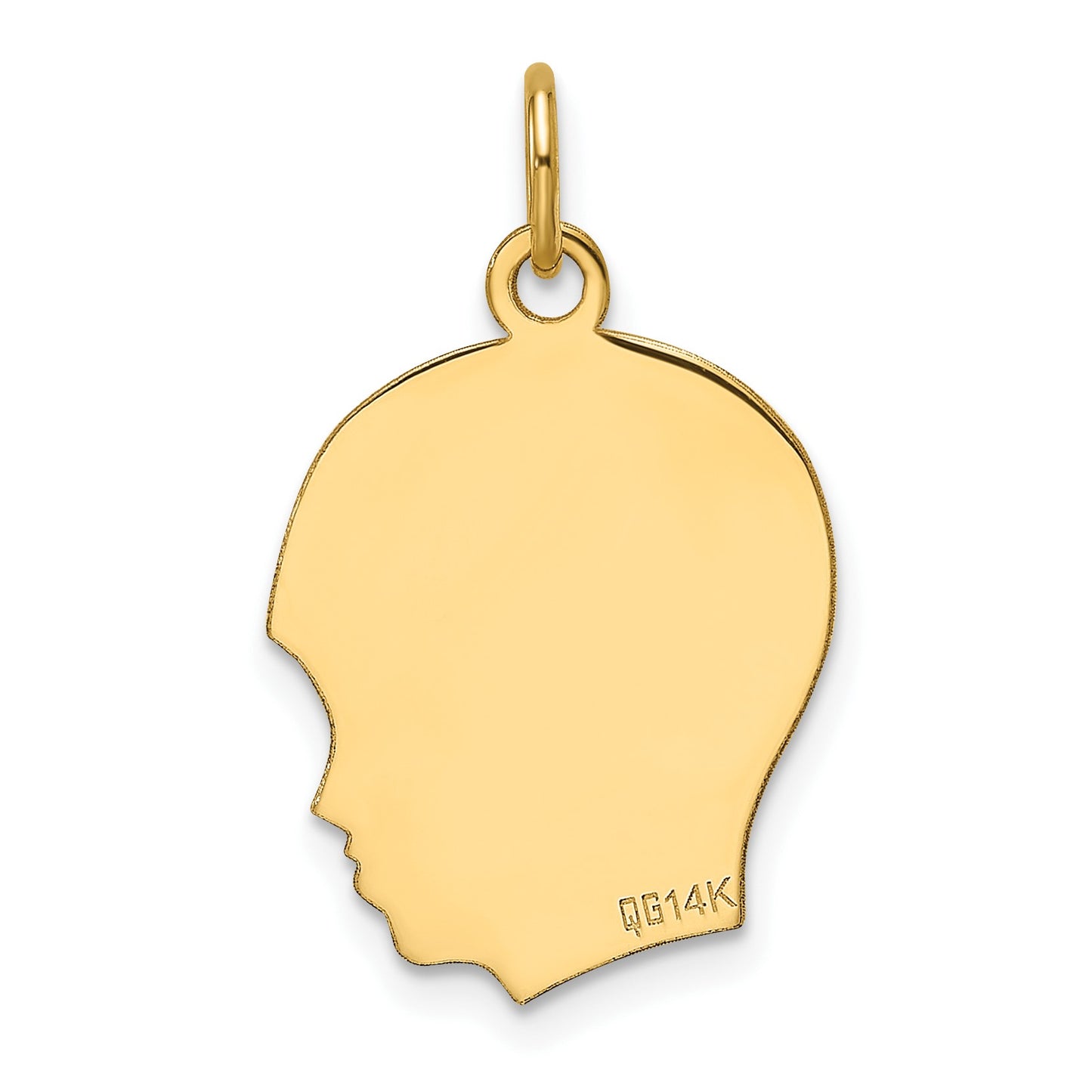 14k Plain Medium .013 Gauge Facing Right Engravable Boy Head Charm