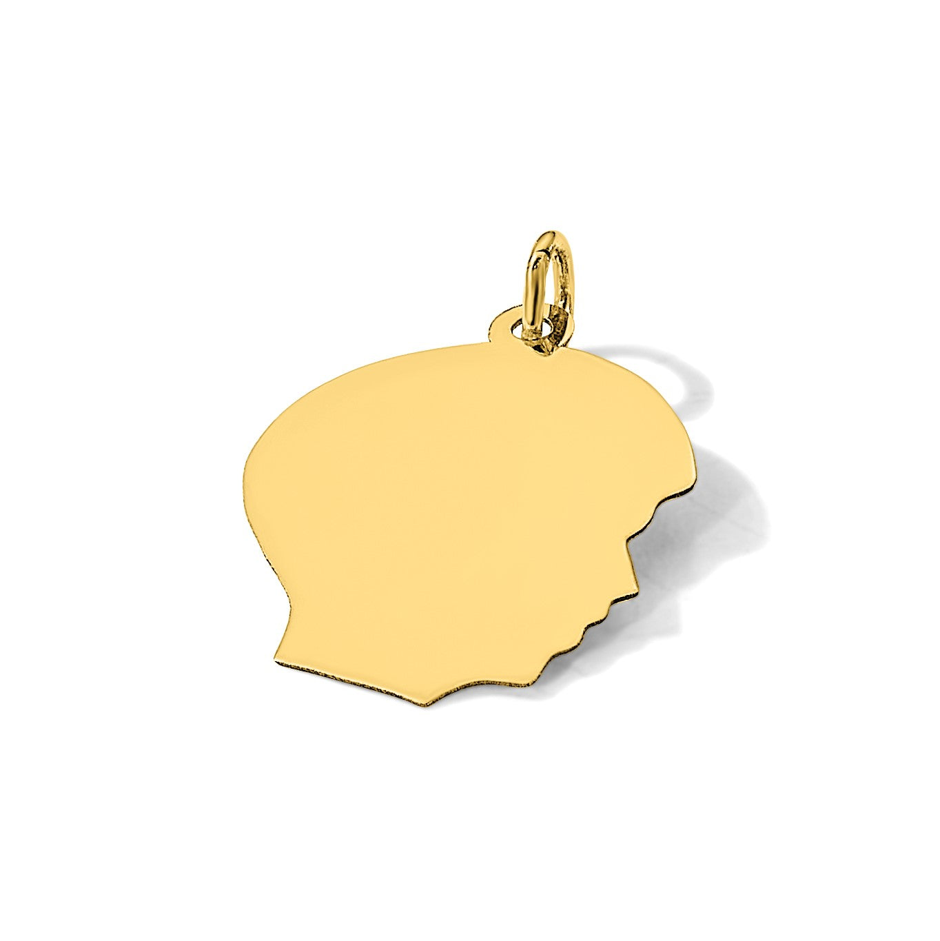 14k Plain Medium .013 Gauge Facing Right Engravable Boy Head Charm