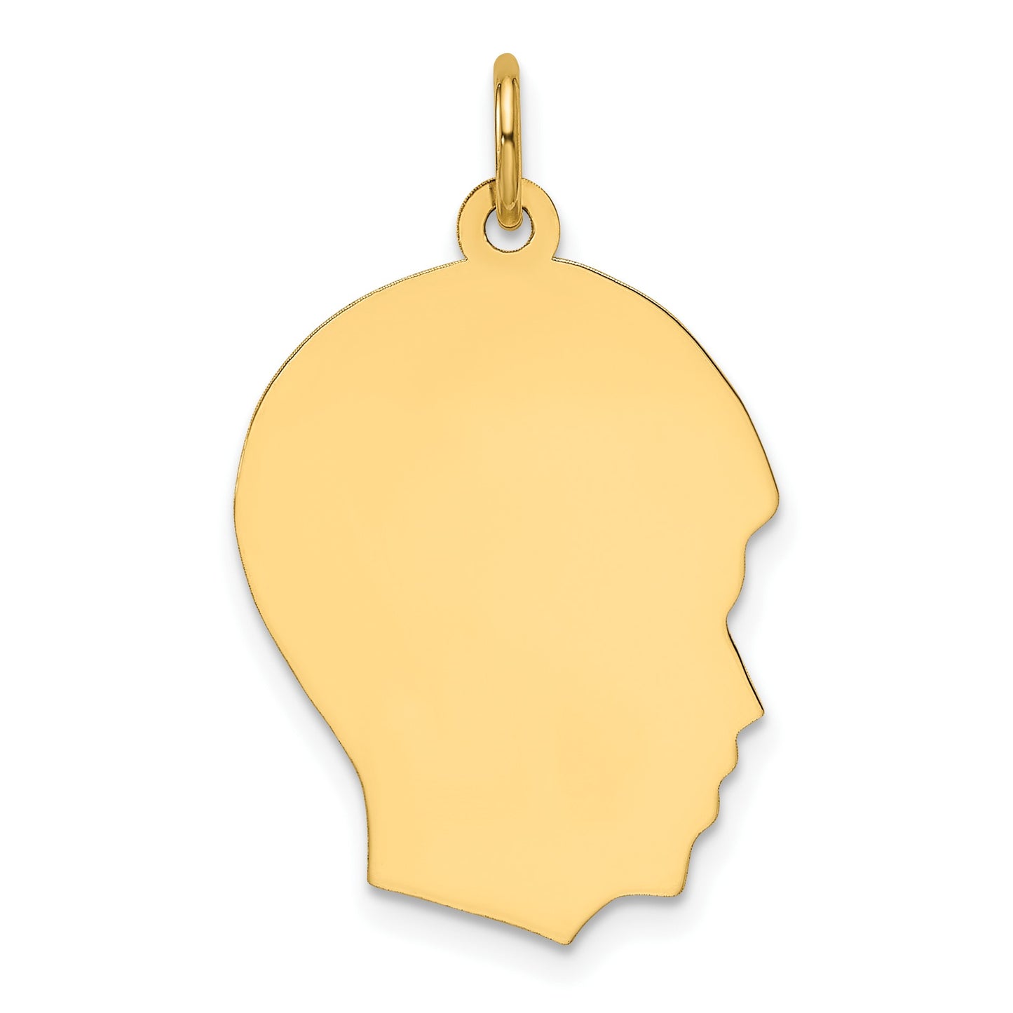 14k Plain Medium .013 Gauge Facing Right Engravable Boy Head Charm