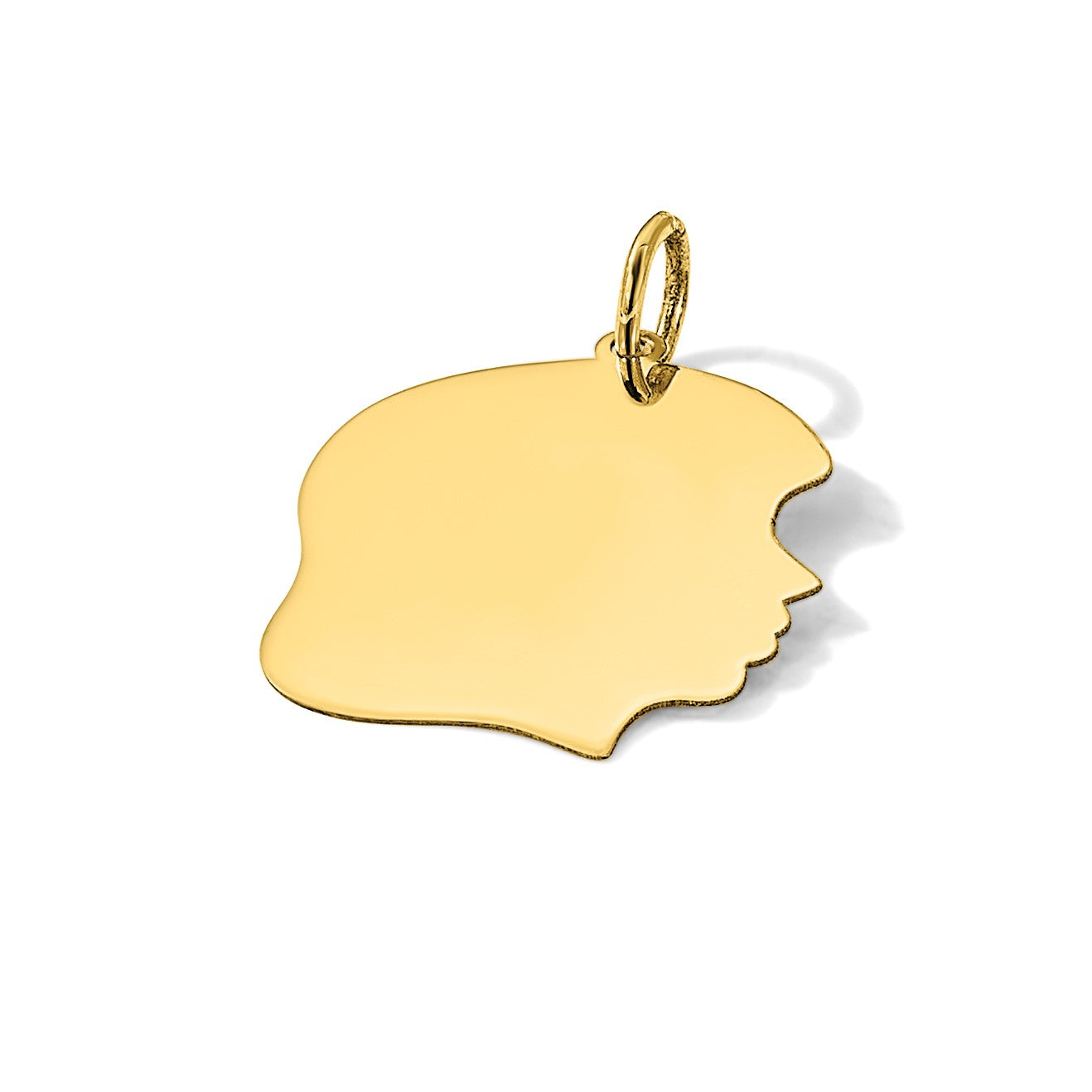 14k Plain Medium .009 Gauge Facing Right Engravable Girl Head Charm