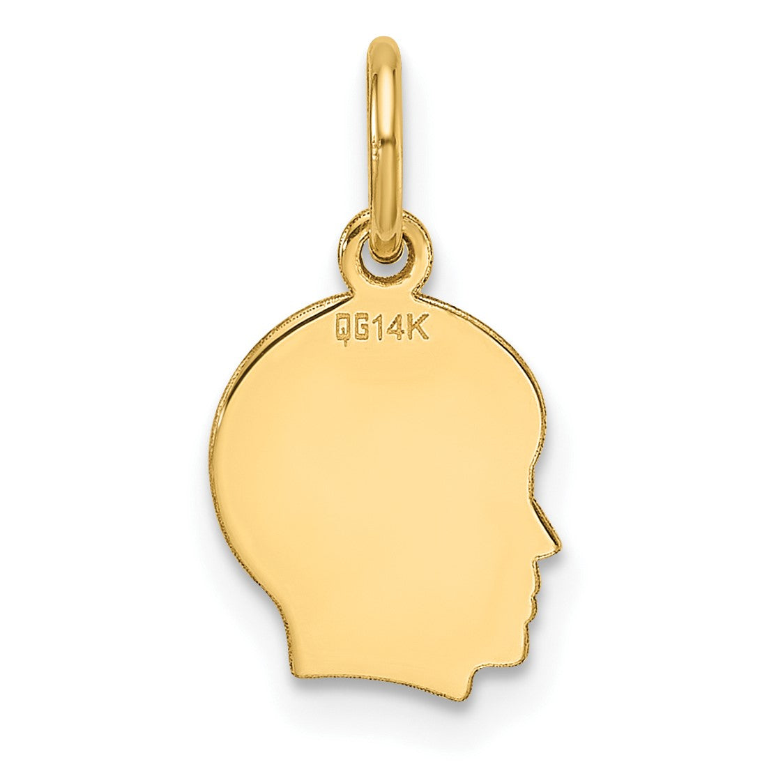14k Plain Small .013 Gauge Facing Left Engravable Boy Head Charm