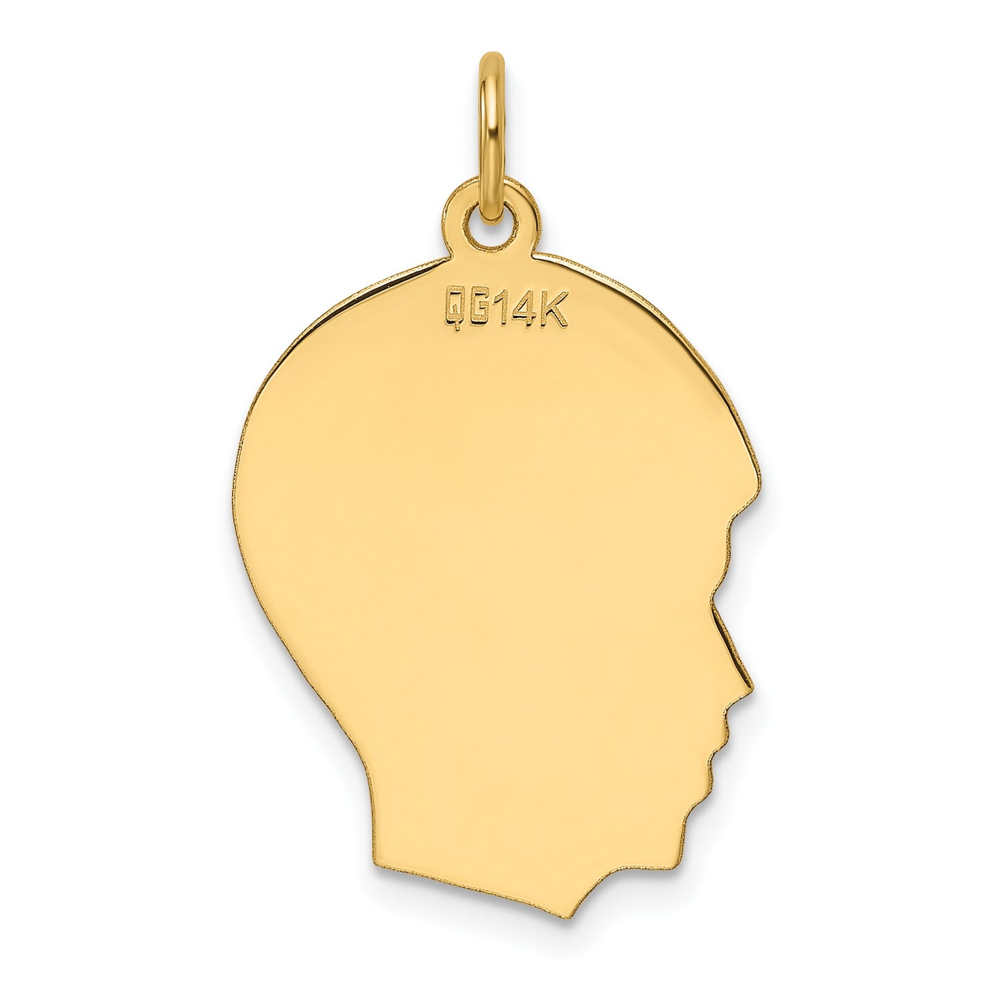 14k Plain Medium .013 Gauge Facing Left Engravable Boy Head Charm