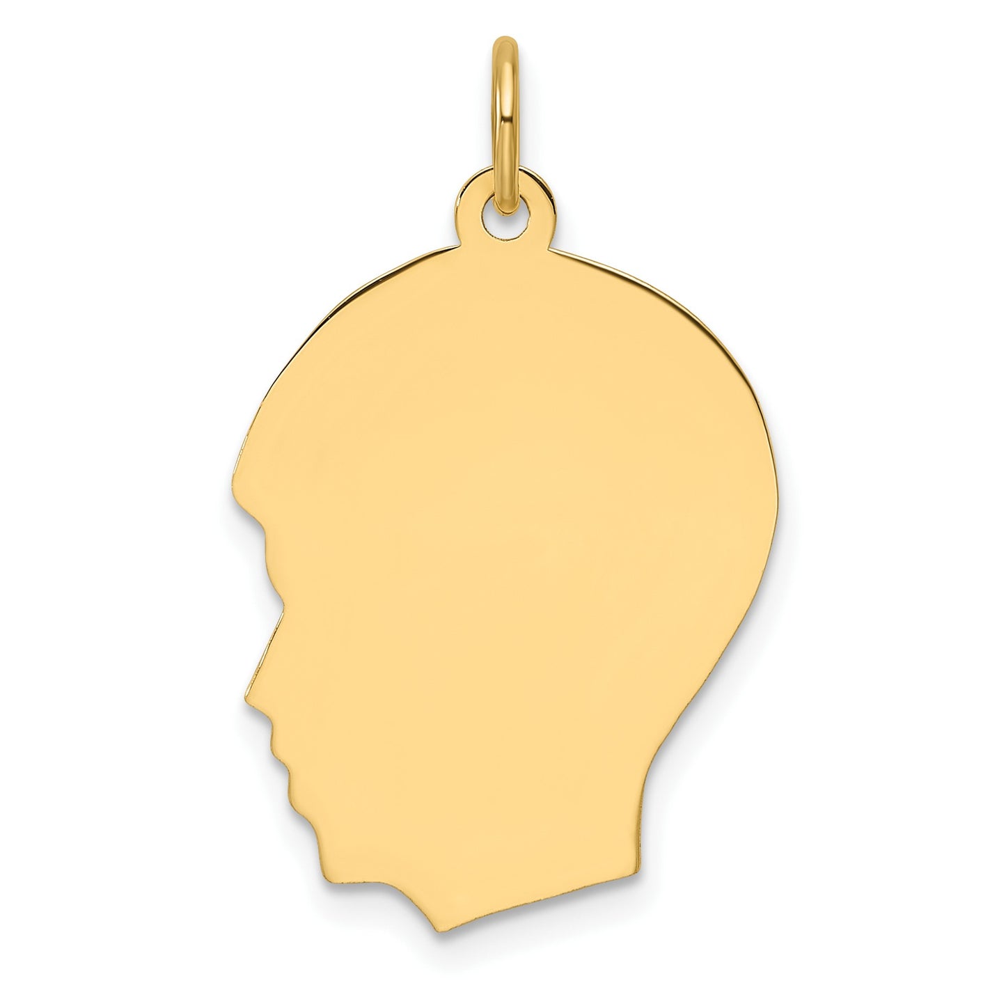 14k Plain Medium .009 Gauge Facing Left Engravable Boy Head Charm