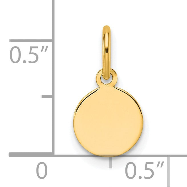14k Plain .027 Gauge Round Engravable 7.5mm Disc Charm