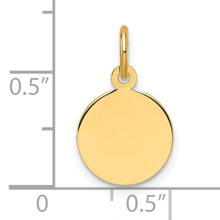 14k Plain .011 Gauge Round Engravable 10.6mm Disc Charm