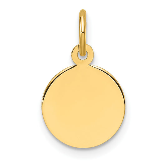 14k Plain .018 Gauge Round Engravable 10.6mm Disc Charm