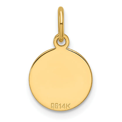 14k Etched Edge .013 Gauge Engravable Round 10.1mm Disc Charm