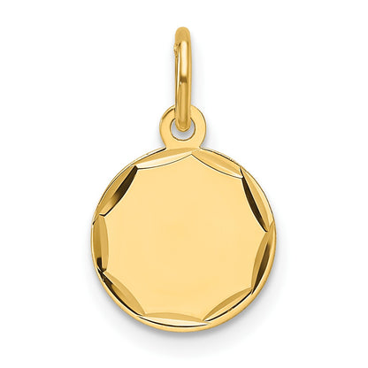 14k Etched Edge .013 Gauge Engravable Round 10.1mm Disc Charm