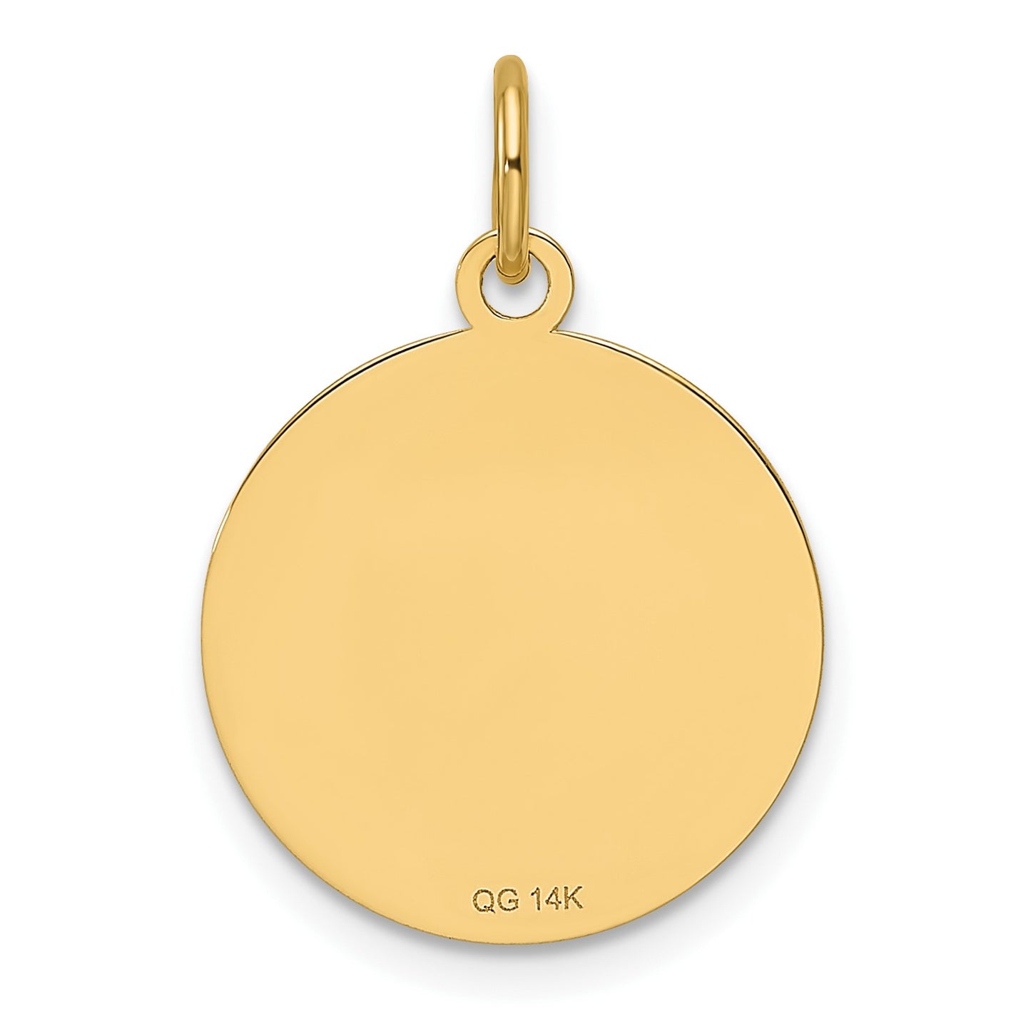 14k Plain with Zig-Zag Edge .013 Gauge Engravable Round 16mm Disc Charm