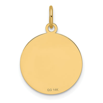 14k Plain with Zig-Zag Edge .013 Gauge Engravable Round 16mm Disc Charm