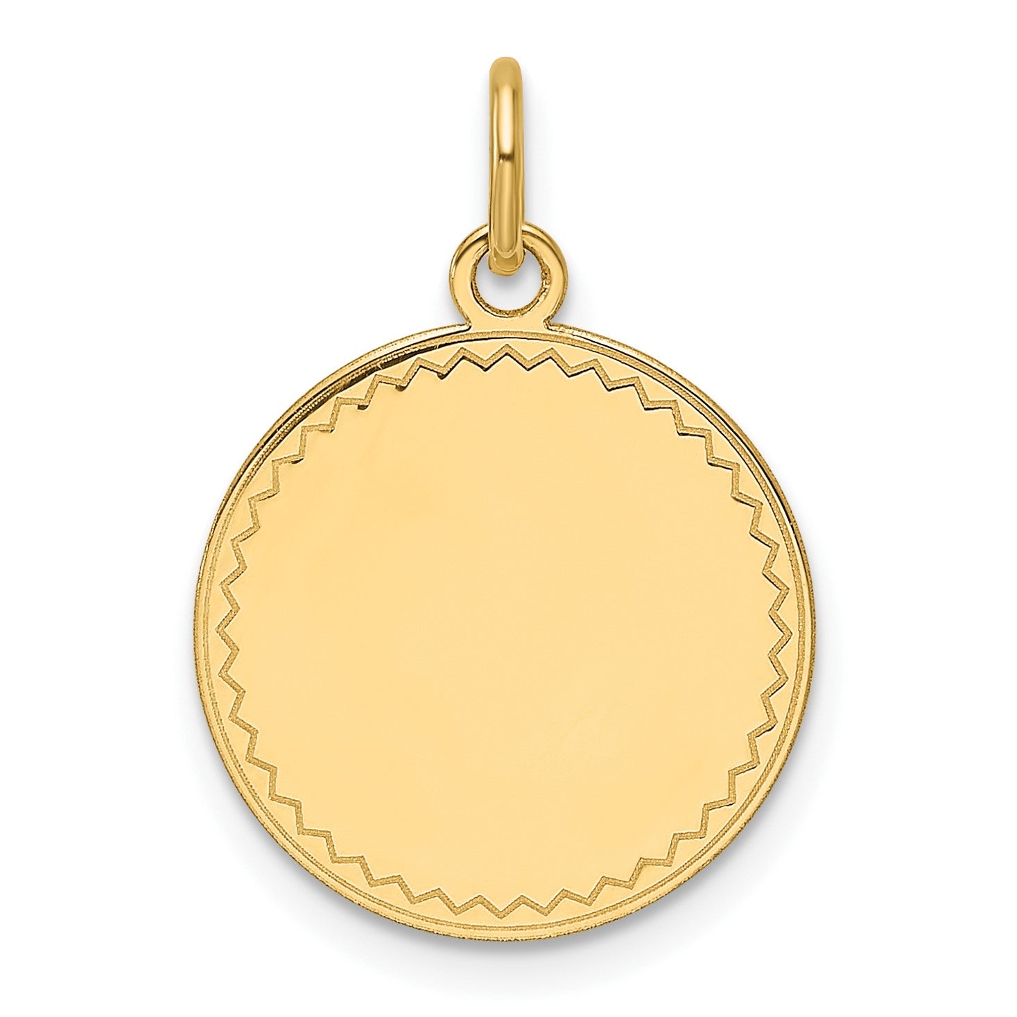 14k Plain with Zig-Zag Edge .009 Gauge Engravable Round 16mm Disc Charm