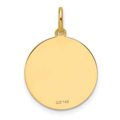 14k Plain with Zig-Zag Edge .013 Gauge Engravable Round 15.5mm Disc Charm