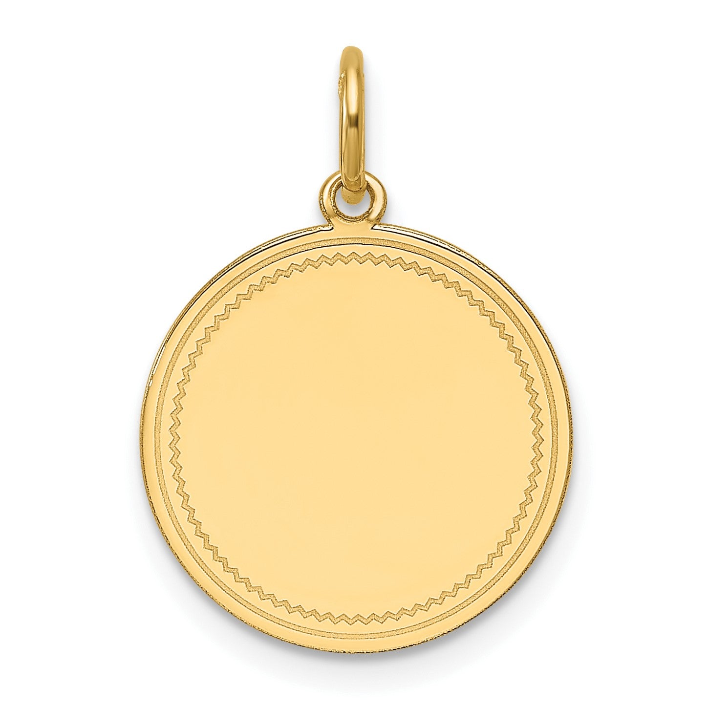 14k Plain with Zig-Zag Edge .011 Gauge Engravable Round 15.5mm Disc Charm